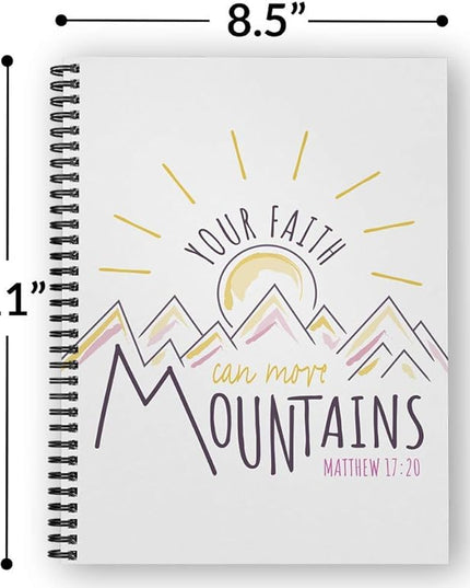 Gotcha Covered Notebooks Softcover Faith Moves Mountains 8.5" x 11" Religious Spiral Notebook/Journal, 120 College Ruled Pages, Durable Gloss Laminated Cover, Black Wire-o Spiral. Made in the USA