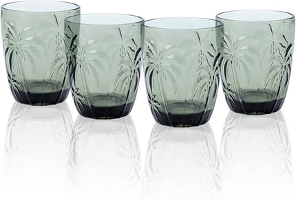M&N HOME Set of 4 Old Fashioned Drinking Glasses, 9 Oz Cups, Glass Tumblers, Glass Cups, Water Glasses, Juice Glasses, Highball Glasses, Glassware Set - GREY SET