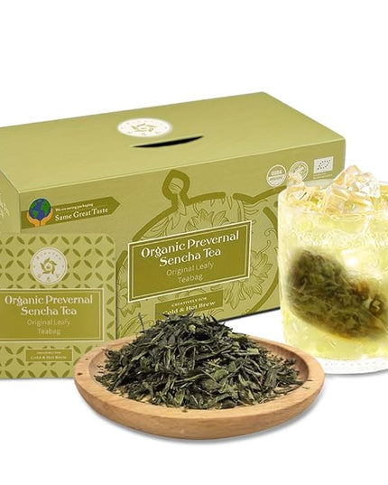 RIANTEA Organic Prevernal Sencha Green Tea Bags - Low Caffeine, Cold & Hot Brew, Premium Quality from Award-Winning Plantation, Non-GMO, Biodegradable, Unsweetened, 100% Natural
