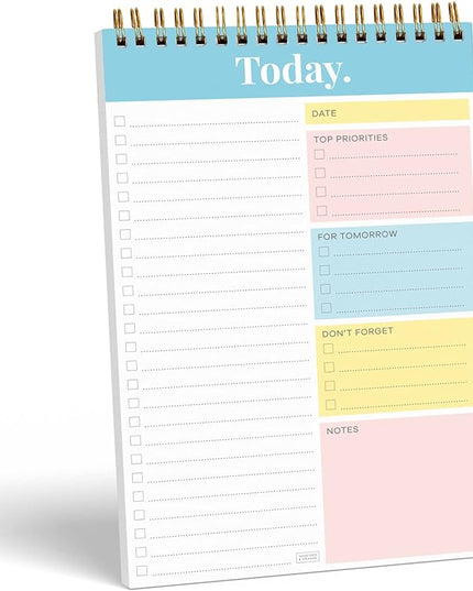 Sweetzer & Orange Daily & Weekly To Do List Notepad – Undated Work Planner & Organizer with Wish List Section, 52-Sheet Coiled Task Pad for Productivity – TURQUOISE To Do List Notebook for Work
