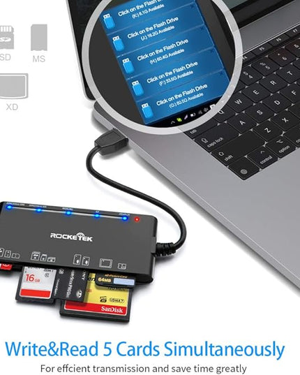 XD Multi Card Reader, SD/TF/CF/Micro SD/XD/MS 7 in 1 USB3.0 Fast 5Gbps Memory Card Reader/Writer/Hub for SD SDXC SDHC CF CFI TF Micro SD Micro SDXC Micro SDHC MS MMC UHS-I Cards,Windows/Linux/Mac OS
