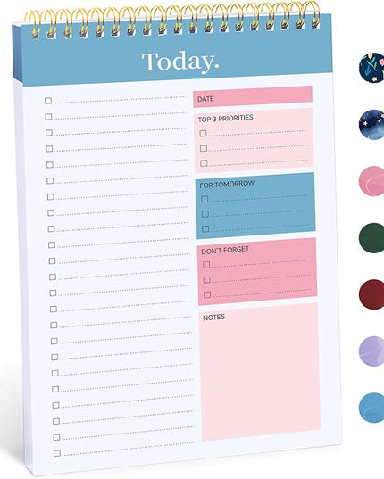 Taja To Do List Notepad - To Do List Notebook for Work with 52 Sheets, 9.8" x 6.5", Undated Daily Planner Perfect for Daily Tasks and Goal Setting, Notepad Suitable for Office, Home & School - Early Dawn