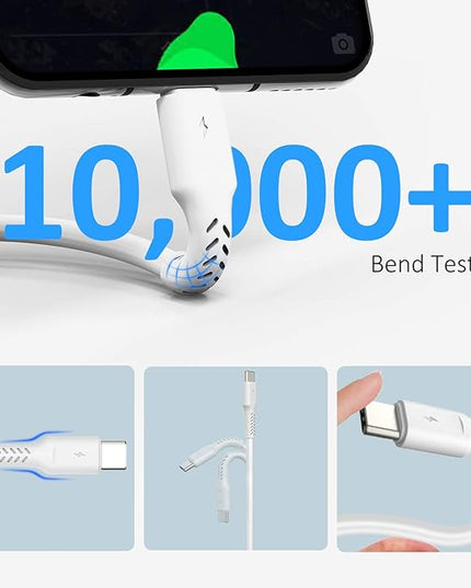 4 Inch USB C Cord Short 5 Pack Durable USB A to USB Type C Cable Fast Charging for Charging Station Compatible with Samsung Galaxy Note 10 20 S10 S20 A20 Plus LG (White)