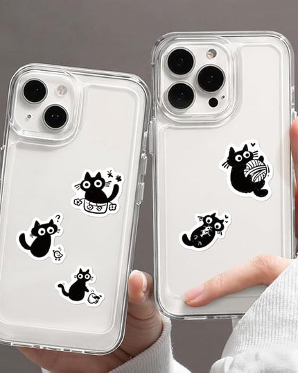 500 Pcs Cute Black Cat Sticker for Teen - Sticker Graphic - Cartoon Stickers for Water Bottles Laptop Cat Meme Stickers Waterproof Aesthetic Vinyl Decals Stickers for Adults Teens