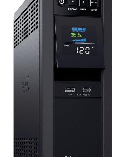 CyberPower CP1500PFCLCD PFC Sinewave UPS Battery Backup and Surge Protector, 1500VA/1000W, 12 Outlets, AVR, Mini Tower; UL Certified
