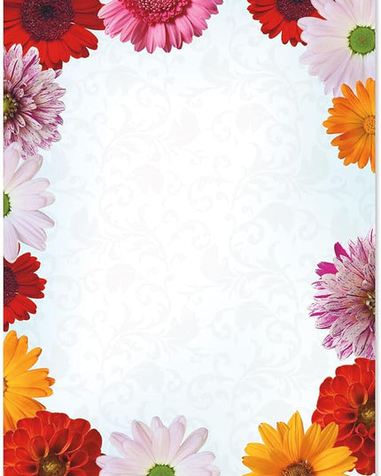 Current Daisy Floral Letter Paper - Spring Stationery Papers With Decorative Daisy Border, Printable Holiday, Wedding & Bridal Shower, & Invitation Sheets, Set of 25, 8 1/2" x 11"