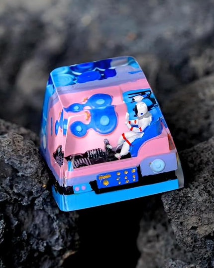 Astronaut Custom Artisan Keycap with Blue Pink Spaceship R1 SA Profile Astronauts Keycaps 1U ESC Handmade Gaming Resin Key Cap Cherry MX Switch Compatible Mechanical Keyboard Space Lover Gift