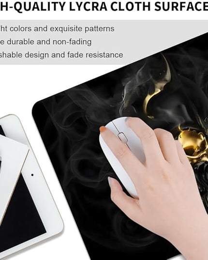 Gold Black Skull Square Mouse pad, Texture, Waterproof, Anti Slip Rubber Base, Computer Mouse pad, Laptop Mouse pad