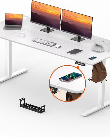 Standing Desk, Large 71x31 Inches Height Adjustable Stand Up Desk with Cable Management, Home Office Computer Desk with Memory Preset with Charging USB Port & Sedentary Reminder