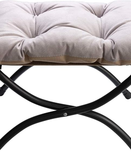HollyHOME 15"(H) Folding Footrest Stool, Upholstered Small Foldable Ottoman, Accent Padded Sofa Foot Stool for Lazy Chair, Metal Frame Portable Foot Rest Ottoman for Home, Living Room, Bedroom, Grey