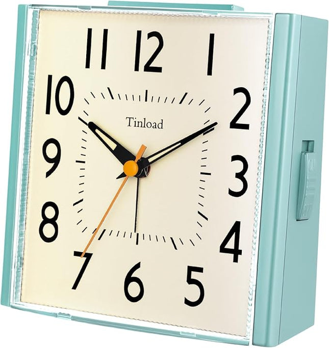Tinload 4.7" Large Vintage Retro Analog Alarm Clock, Super Silent Non Ticking Clock with Manual Light, Snooze, Battery Operated, Simply Design, for Living Room, Bedroom, Bedside, Desk, Gift Clock
