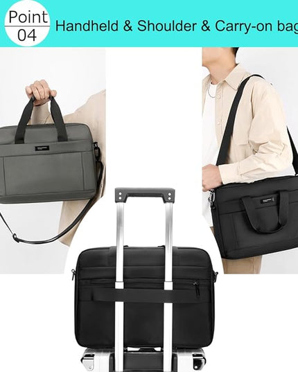 zhongningyifeng Laptop Bag 14 Inch Briefcase for Men Women Waterproof Nylon Lightweight, Shoulder Computer Messenger Handbag for Business Office Work Travel College Black