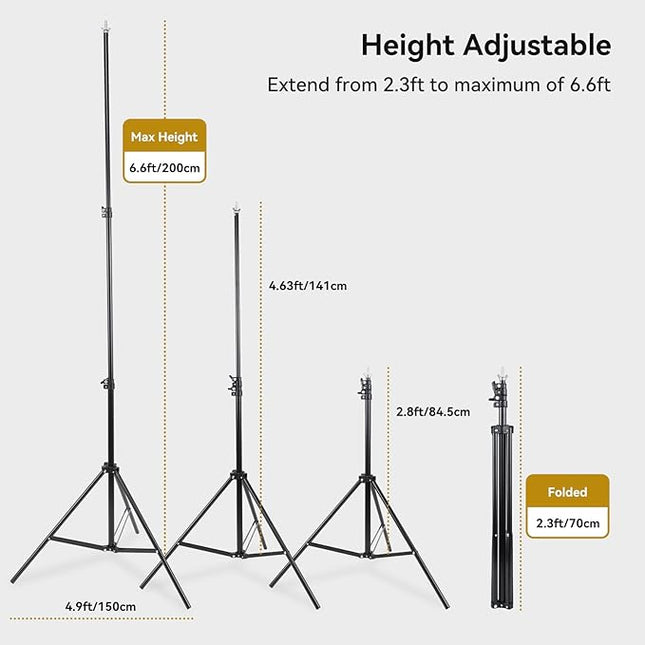 UTEBIT T-Shape Backdrop Stand Support Kit 6.6x5ft, Adjustable Photo Backdrop Stand with 3 Strong Spring Clamps, Photography Videography Studio Green Screen Backdrop Stand Portable for Parties
