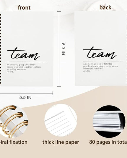 hold fizz Team Gifts for Employees, Meeting Notebook for Work, Thank You Gifts for Employees Coworkers, Office Supplies for Desk, Teamwork Gifts, Team Appreciation Gifts, White Hardcover Spiral Notebook 5.5x8.3