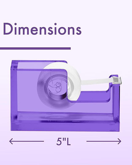 OfficeGoods Acrylic Tape Dispenser – Modern Desk Organizer for Office Supplies – Heavy Duty Refillable Tape Holder for Home and School Crafting – Stylish Desktop Accessory for Gift Wrapping, Purple
