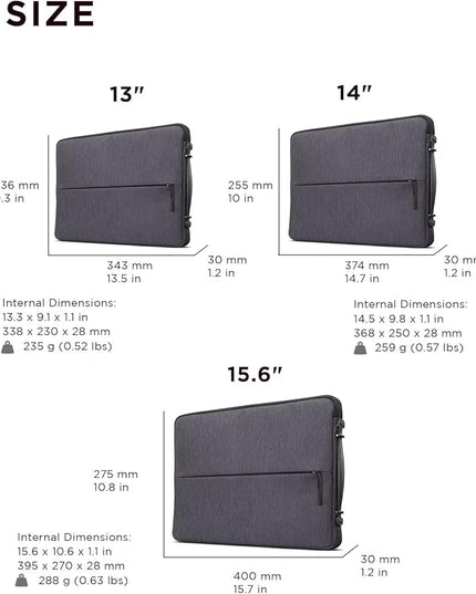 Lenovo Urban Laptop Sleeve 15.6 Inch for Laptop/ Notebook/Tablet Compatible with MacBook Air/Pro Water Resistant - Charcoal Grey