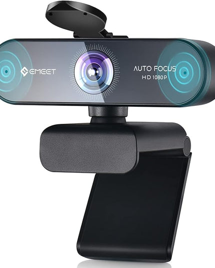 1080P Webcam with Microphone, eMeet Nova AutoFocus HD Webcam, 96°View Web Camera w/ 2 De-Noise Mics for Laptop/Desktop, Plug & Play USB Streaming Computer Camera for Conference/Calling/Teaching/Gaming