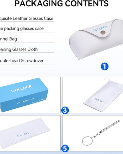 Dollger Blue Light Blocking Glasses For Woman Men Thick-Framed Square Non-Prescription, For Computer,Gaming, Phone Use