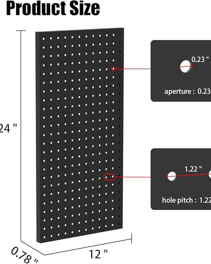 4 PCS - 12" W x 24" H x 0.78" D Metal Pegboard Wall Organizer, Compatible with All 1/8" and 1/4" Hooks, Suitable for Wall Home, Garage Tool Storage, Office Organization, Craft Room, Kitchen