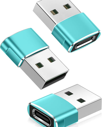 Basesailor USB to USB C Adapter 3 Pack,Type C Female to USB A Male Charger Cable Converter for Apple Watch Ultra iWatch Series 9 7 SE,AirPods Pro 2,iPhone 15 14 13 12 Plus Max,iPad 9 10 Air 4 5 Mini 6