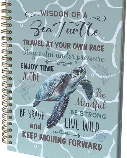 Cute Notebooks Journal For Women - Sea Turtle Dairy Funny Hardcover College Ruled Lined,5.8"X8.3",Pretty Spiral Meeting Notebook,Gifts For Sea Turtles Lover Men Friends On Birthday Christmas Mothers Day (Green)