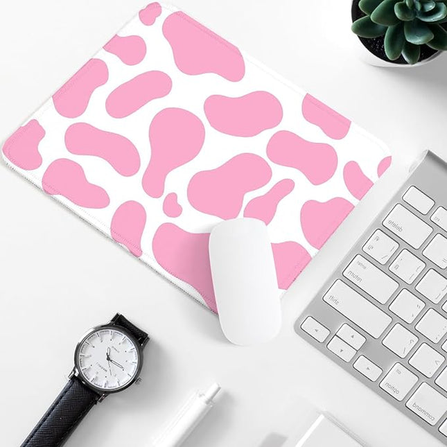 Pink Cow Pattern Square Mouse Pad,Non-Slip Rubber Base Mouse Pad,Home Office Decoration Desktop Accessory,Laptop Mouse Pad for Office Laptops,9.4x7.8x0.12inch.