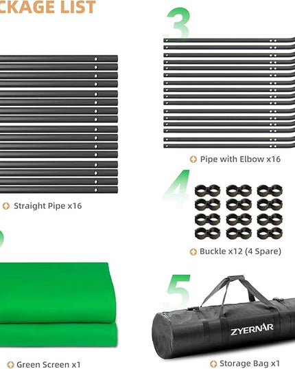 7.87ft x 13.12ft Green Screen Backdrop with Stand,Zyernar Large Green Collapsible Backdrop with Stand foror Photo Studio Video Shooting,YouTube Tutorials and Real-Time Videos, Streaming Games,Stage