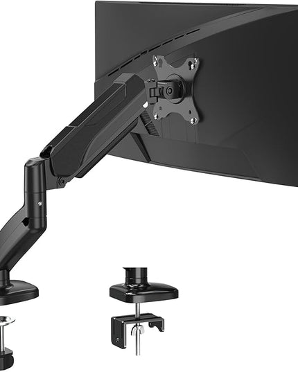 Single Monitor Mount, Gas Spring Monitor Arm for 17-32 Inch Computer Screens, Adjustable Monitors Stand for Desk, 75x75/100x100mm VESA Mount, with Clamp and Grommet Base, Holds 4.4-17.6lbs