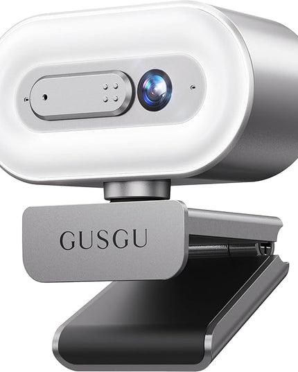 GUSGU G920 2K Quad HD Webcam for PC, Auto Focus, with Microphone & Light & Privacy Cover, Web Camera for Desktop Computer/Laptop/MacBook, USB Streaming Camera