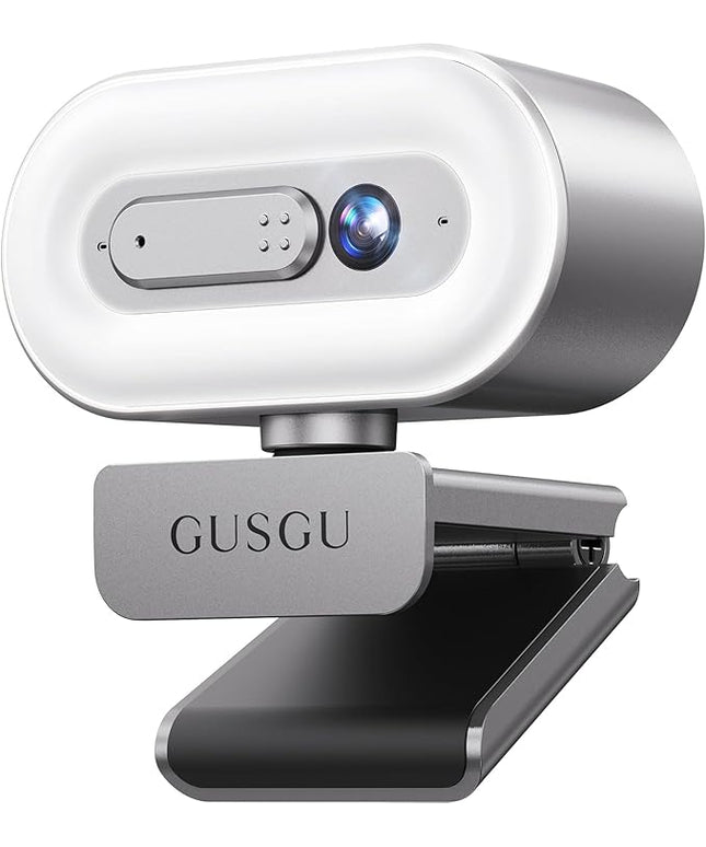 GUSGU G920 2K Quad HD Webcam for PC, Auto Focus, with Microphone & Light & Privacy Cover, Web Camera for Desktop Computer/Laptop/MacBook, USB Streaming Camera