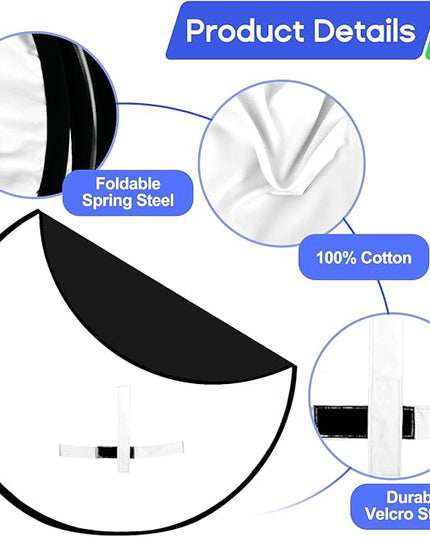 Portable Black White Screen Chair, 57 in Screen Backdrop with Stand 2-in-1Double Sided Foldable Blackwhite Background, for Video Chats and Meetings, Photography, Photo Zoom, Streaming Games