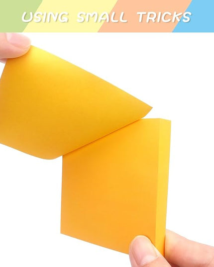 Sticky Notes 3x3 Self-Stick Notes Pads with 6 Bright Colors, Easy to Post for Office, School, Home, 6 Pads/Pack, 100 Sheets/Pad (Orange)