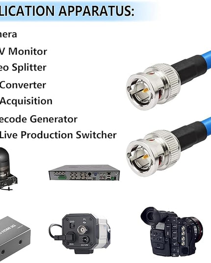 Superbat SDI Cable BNC Cable 3G/6G/12G SDI Cable 40ft (Belden 1694A Cable Blue) Supports HD-SDI/3G-SDI/4K/8K Monitor，Precision SDI Video Cable