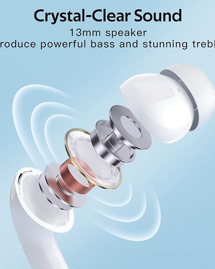 TAGRY 2 Sets X08 White and Purple Bluetooth Headphones True Wireless Earbuds 60H Playback Ear Buds with Wireless Charging Case in-Ear Earbuds with Mic