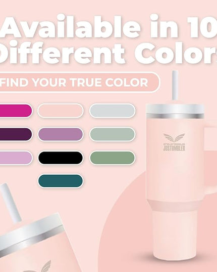 40 Oz Insulated Tumbler with Handle and Straw, Stainless Steel Coffee Travel Mug with Lid, Leak Proof Water Bottle with Accessories, Cream