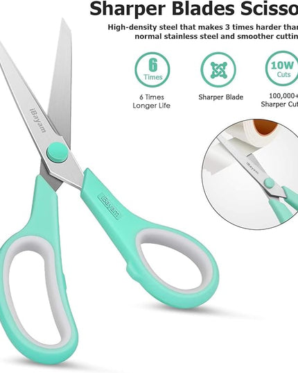 iBayam 8 '' Multipurpose Heavy Duty Scissors Bulk 36-Pack, 2.5mm Thickness Ultra Sharp Blade Shears with Comfort-Grip Handles for Household School Office Supplies, Right/Left Hand Tools