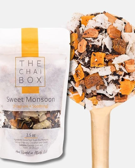 The Chai Box Loose Leaf Mango Tea - Featured in Oprah's Favorite Things | Caffeinated Black Tea with Mango,Coconut, Cinnamon & Clove ( Pack of 1) 2.5 oz | Makes 25 Cups | Small Batch Loose Leaf Tea with Whole, Premium Spices