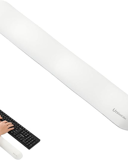 UnivoColors Design-Wave Keyboard Wrist Rest, Artificial Sheepskin+Memory Foam+Ergonomic+Anti-Slip Gel, Resilience Support During Work and Gaming,Keyboard Accessory,White