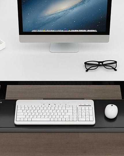 Pull Out Keyboard Tray with C Clamp Mount, Metal Keyboard Tray Under Desk, Slide-Out Platform Computer Drawer(Black)