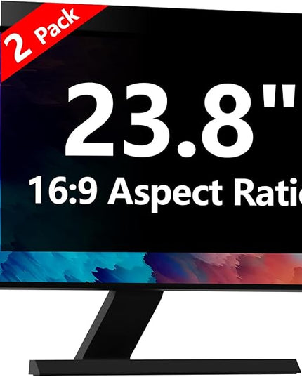 【2 Pack】 Computer Privacy Screen Protector 23.8 Inch with Hp Dell Asus Samsung LG and More, Removable Security Shield Filter for 16:9 Aspect Ratio Monitor Like ViewSonic Sceptre
