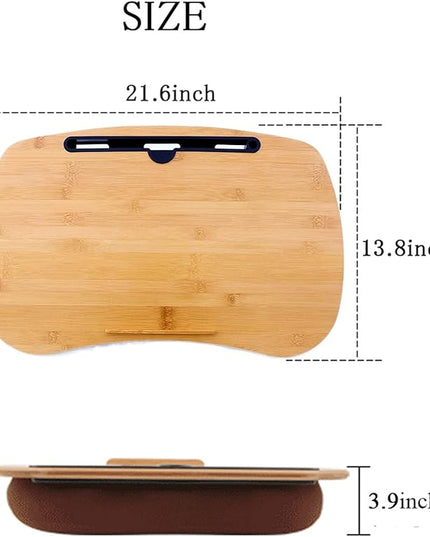 SUMISKY Lap Desk-Portable Laptop Table with Cushion Bamboo Platform Phone Holder L(21.6"x13.8")
