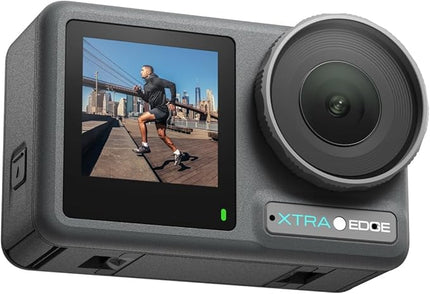Xtra Edge Action Camera, 1/1.3" Sensor & 4K Cinematic Video, Hyper Stabilization, Waterproof Camera to 52 Ft, 3-Hour Battery, Universal Quick Mount, Vlogging Camera for Adventure Photography