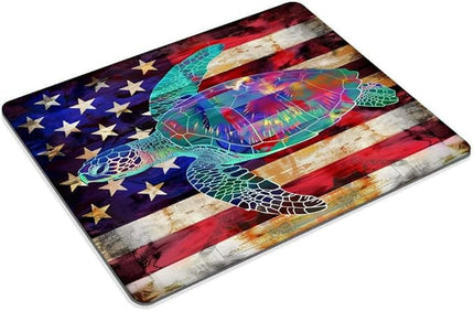 Square Mouse Pad Colorful Sea Turtle and National Flag-3,Gaming Mouse Pads for Desk,Soft Computer Waterproof Non-Slip Mouse Mat