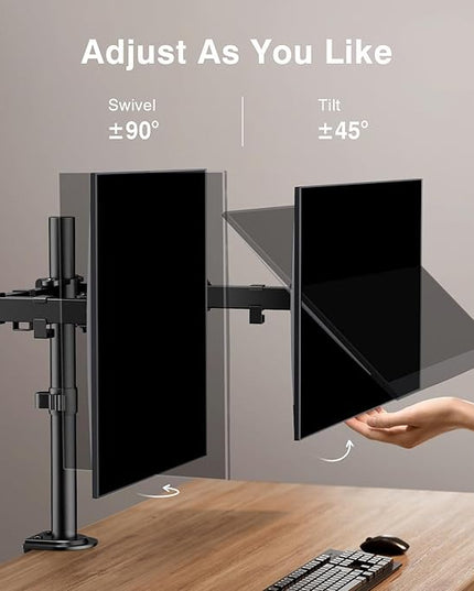 ErGear Dual Monitor Stand, Heavy Duty Adjustable Monitor Desk Mount for 2 Screens up to 32 Inches, Fully Adjustable Height, Tilt, Swivel, Rotate, Supports 17.6 lbs per Monitor Arm, Easy Installation