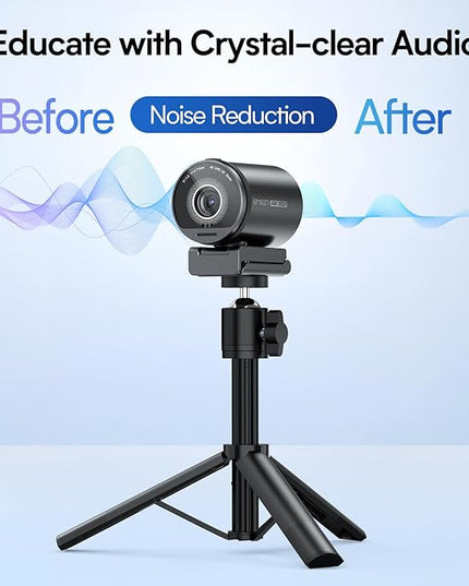 EMEET SmartCam S800-4K Webcam with Tripod for Streaming, Sony 1/2'' Sensor, Supports HDR, PDAF&TOF Dual-autofocus, 1080P@60FPS, Adjustable Heights with 360° Swivel Head, Perfect for Live Streaming