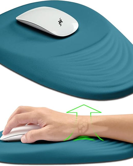 Hokafenle Ergonomic Mouse Pad Wrist Support, Terraced Slope Carpal Tunnel Wrist Pad for Mouse with Unibody Memory Foam, Wrist Rest Pain Relief Mousepad (Turquoise, 11.8x7.9 in)