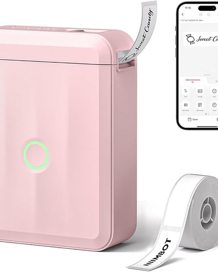 NIIMBOT D110 Upgraded Version Mini Label Maker Machine with Tape, Portable Bluetooth Thermal Printer, Sticker Labeler with Multiple Templates for Office Organization Home Kitchen School, Pink