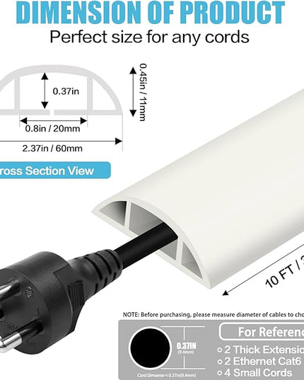 Floor Cord Cover Cable Cavity Self Adhesive Cord Hider Floor Floor Cable Management Power Cord Protector Floor Electric Cord Covers for Offices, Gym, Exhibitions (Beige, 2.36" x 10')