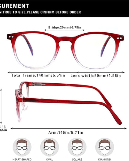 Henotin 3-Pack Blue Light Blocking Reading Glasses,Spring Hinge Computer Readers for Men Women,Anti UV Ray Filter Eyeglasses (Multicolor, 0.0)