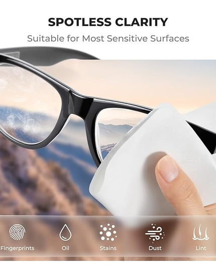 K&F CONCEPT 12 Pack Lens Cleaning Cloth | Microfiber Cleaning Cloth | Glasses Cleaning Cloths | Eyeglass Lens Cleaner | Eyeglasses, Camera Lens, VR/AR Headset, and Screen Cleaning | White & Grey
